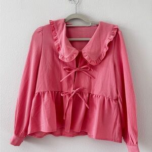 Pink Ruffled Women's Top